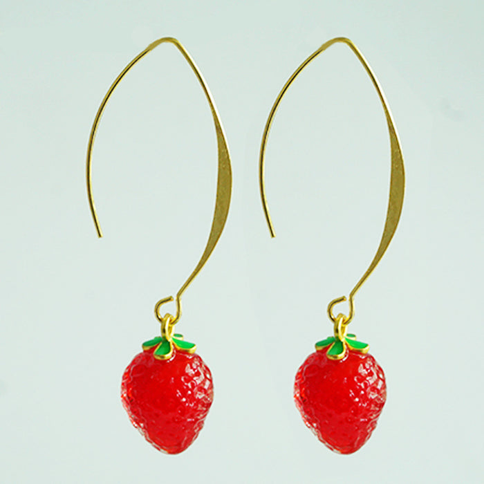 Summer Fruit Earrings with 3D Grapes, Strawberries, and Floral Resin Design