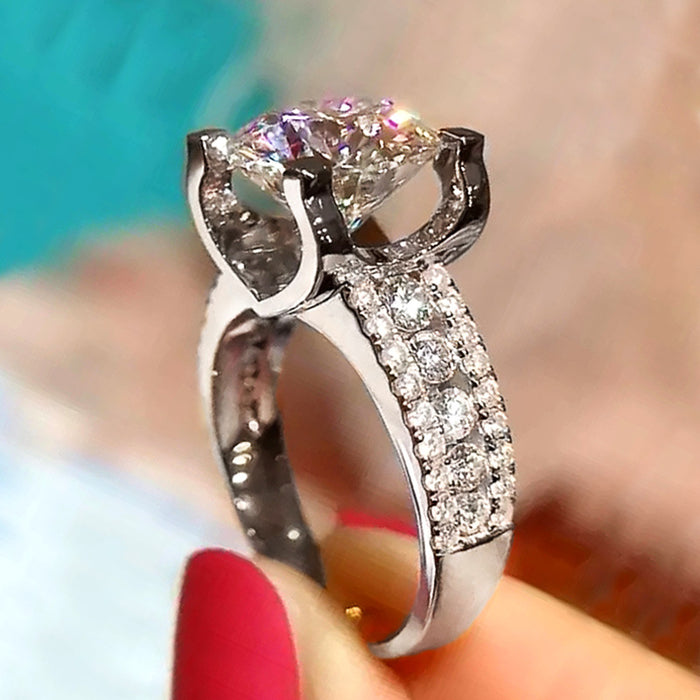 Hollow full inlaid zircon engagement ring bridal evening jewelry