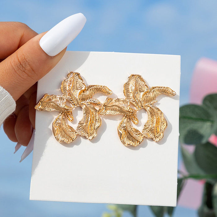 Golden leaf earrings geometric irregular earrings