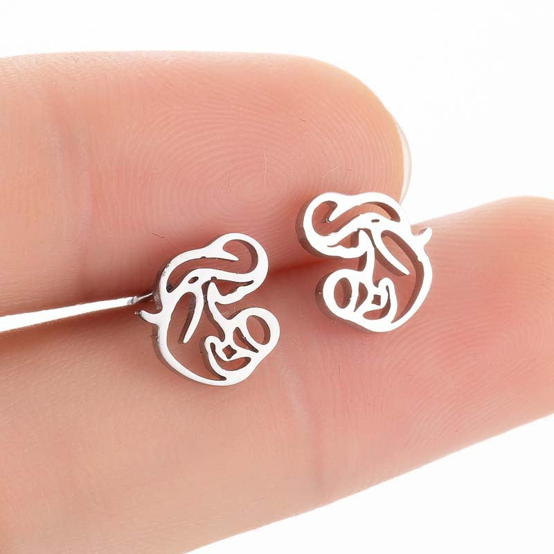 Pendientes de acero inoxidable con forma de madre e hijo: joyas sencillas y dulces para el Día de la Madre