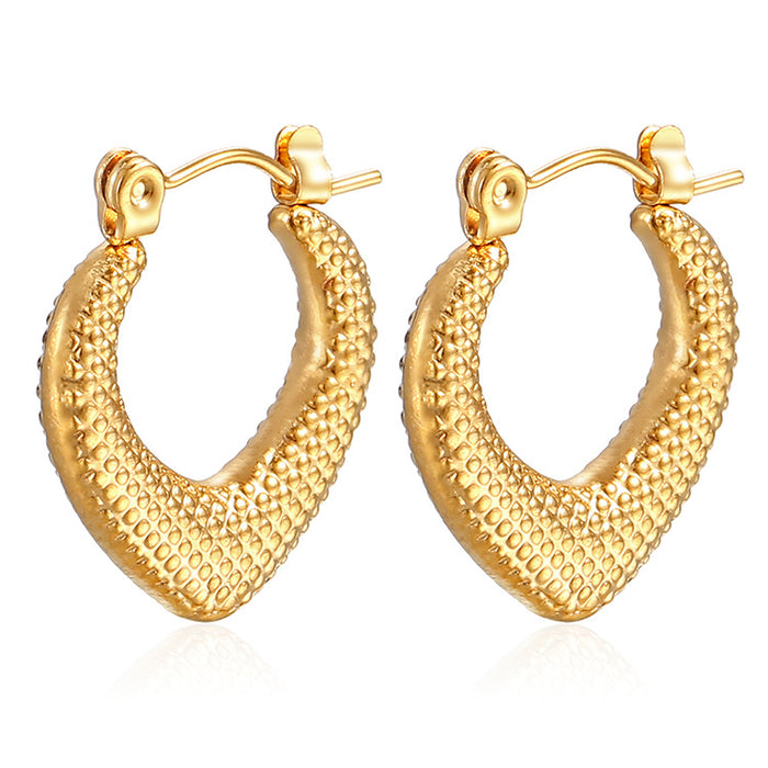 Heart stainless steel earrings simple style 18K gold plated earrings