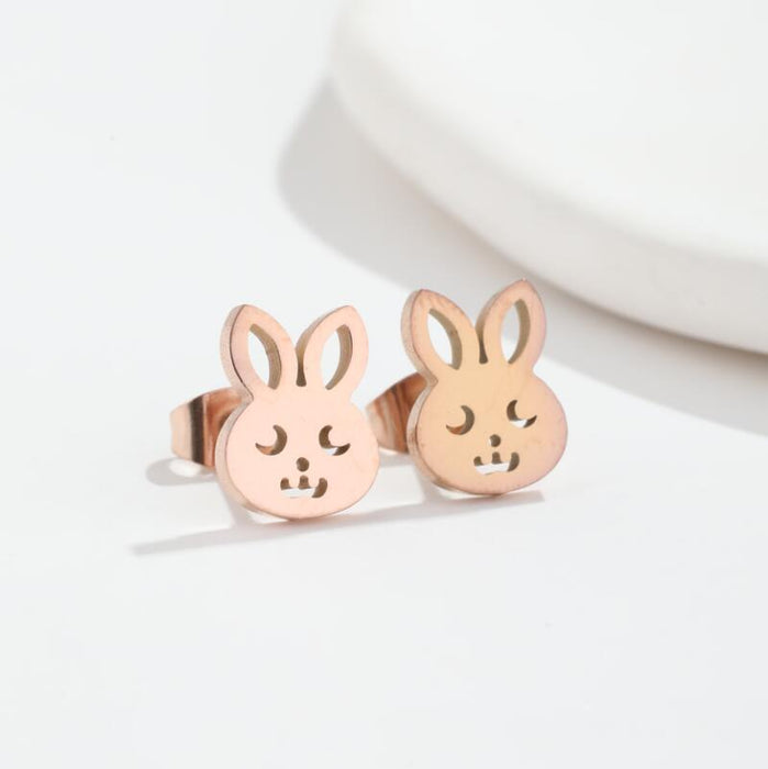 Rabbit Stainless Steel Stud Earrings - Cute and Playful Animal Jewelry