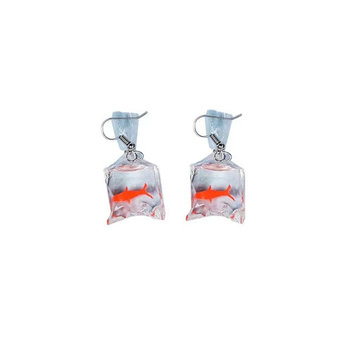 Candy Goldfish Bag Earrings Personality Creative Transparent Resin Ear Hooks