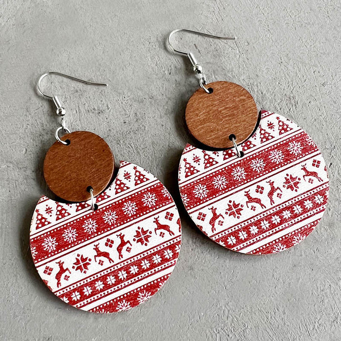 Wooden Christmas Snowflake Earrings