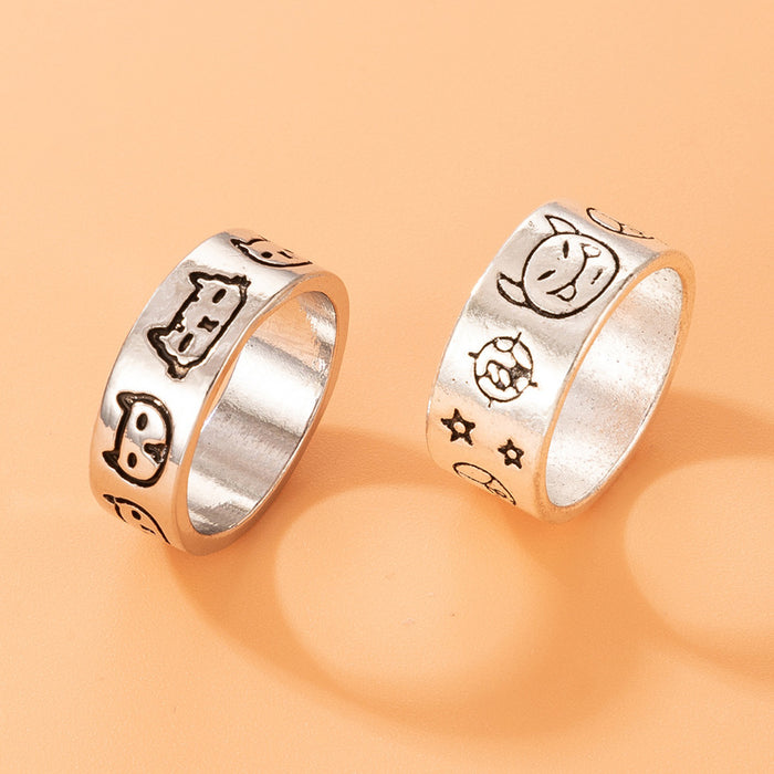 Cute couple small animal letter rings wholesale