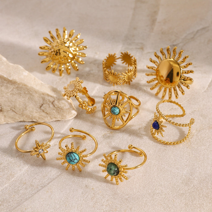 Stainless steel turquoise ring