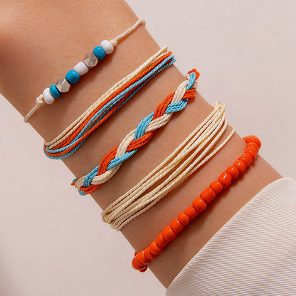 New Colorful Bohemian Ethnic Bracelet Set - Handwoven Vacation Bracelet for Women