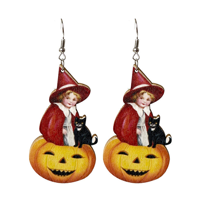 Halloween ghost wooden earrings