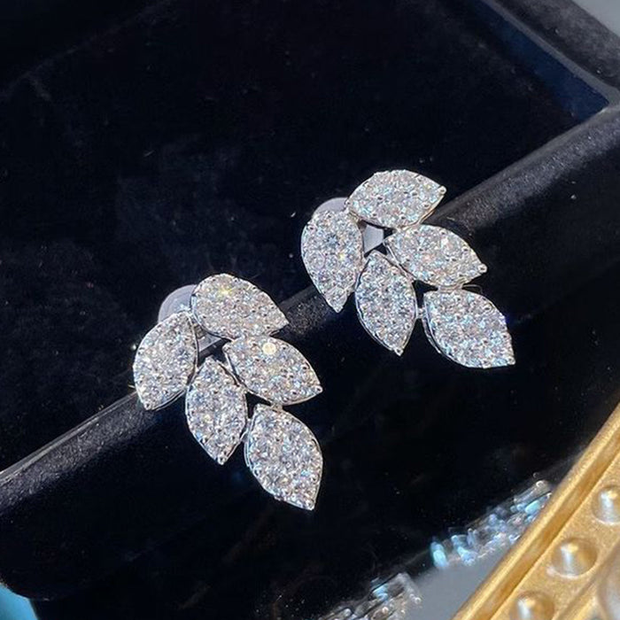 Leaf earrings creative zircon earrings for women