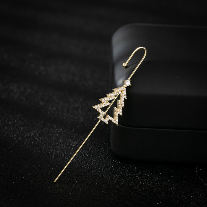 Minimalist Geometric Butterfly and Christmas Tree Stud Earrings with Rhinestone Inlay - Perfect for Holiday Celebrations