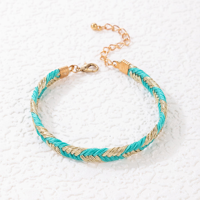 Handmade Woven Anklet with Geometric Colorful Design