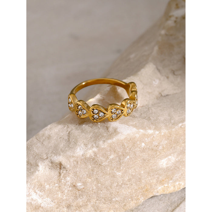 18K Gold Stainless Steel Geometric Ring with Starburst Inlay