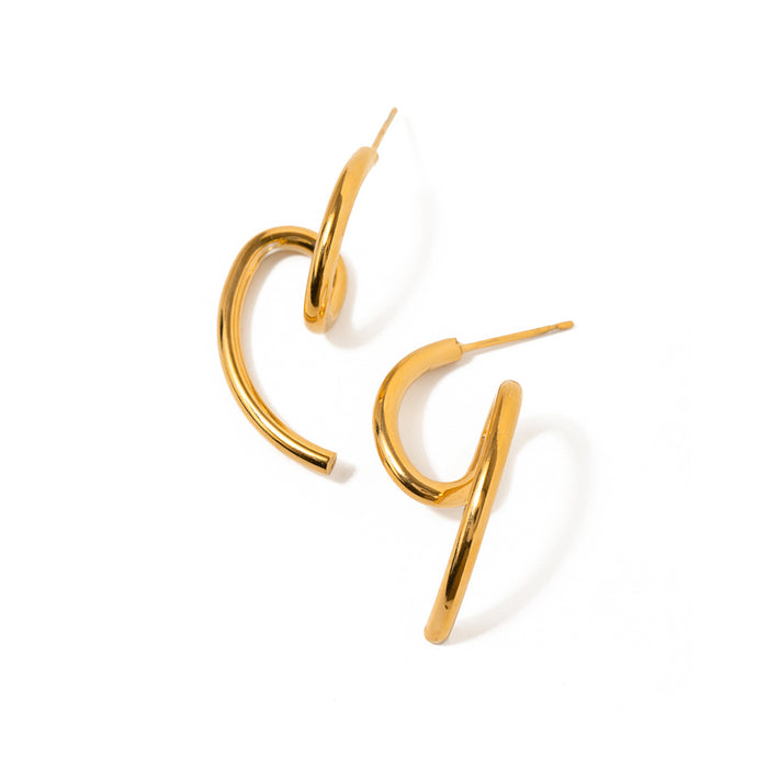 New Fashionable 18K Gold Plated Stainless Steel Earrings - Elegant Matte Surface Irregular Earrings for Women