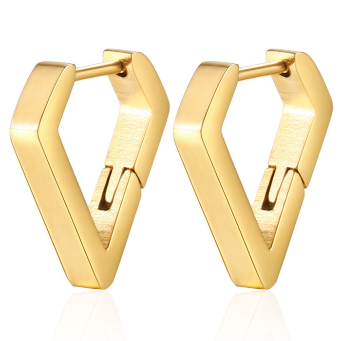 Gold geometric stainless steel earrings for men and women titanium steel hand-polished earrings