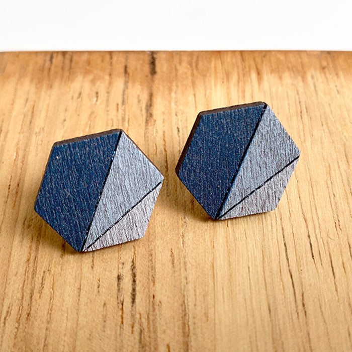 Wooden polygonal earrings