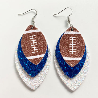 Sports Team Color Earrings with Cheerleading, Football, Baseball, and Softball Design