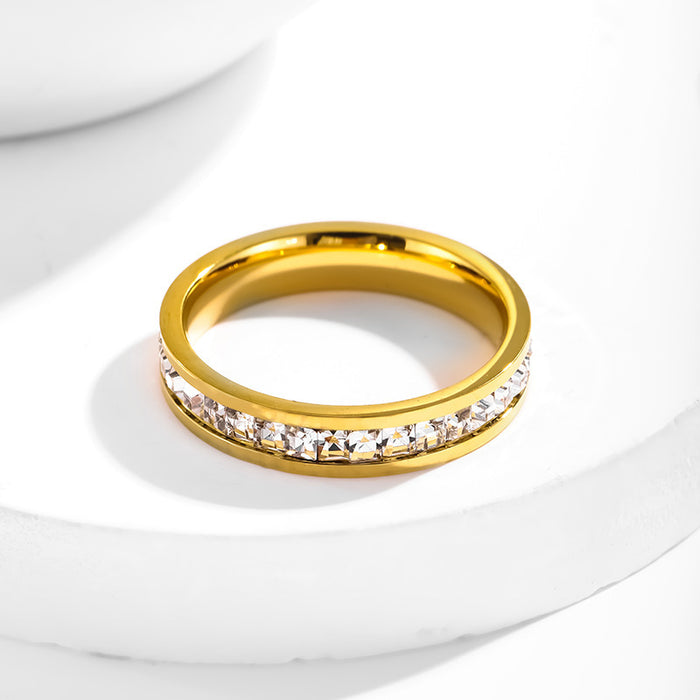 Wholesale gold-plated stainless steel and titanium steel full-circle square diamond rings