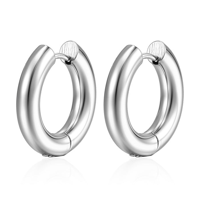 Gold titanium steel earrings for men and women round hoop stainless steel earrings