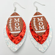 Football Mom Glitter Leather Earrings with Cheerleader Design - wallojewerly 
