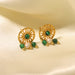 French Vintage 18K Gold Plated Stainless Steel Earrings - Natural Stone Pendant Jewelry for Women - wallojewerly 