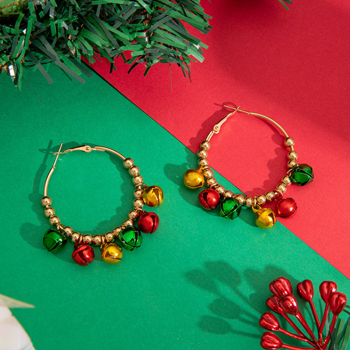 Christmas Bell Beaded Earrings Colorful Retro Earrings