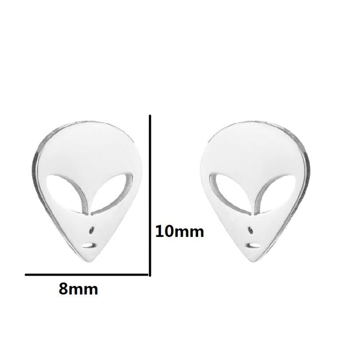 Alien Cartoon Stainless Steel Stud Earrings - Fun and Creative Asymmetric Jewelry