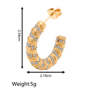 Multi-layer titanium steel earrings trend 18K gold irregular style - wallojewerly 