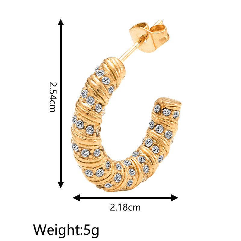 Multi-layer titanium steel earrings trend 18K gold irregular style - wallojewerly 