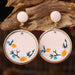 Leather Embroidered Floral Earrings with Vintage and Elegant Style - wallojewerly 