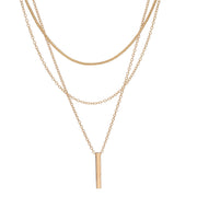 Gold alloy small sturdy strip multi-layer layered necklace - wallojewerly 