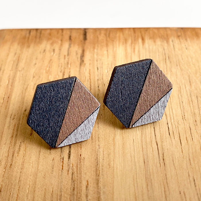 Wooden polygonal earrings