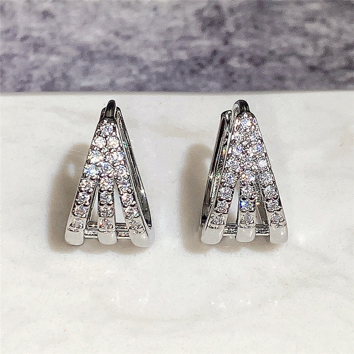 Geometric zircon earrings full of diamonds wholesale