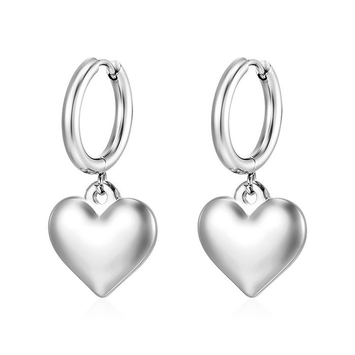 Pendientes vintage de acero inoxidable con incrustaciones de joyas redondas para mujer, pendientes ligeros de lujo