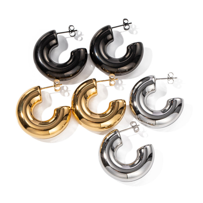 18K Gold Plated Stainless Steel Twisted Spiral Earrings - Trendy Fashion Jewelry for Women