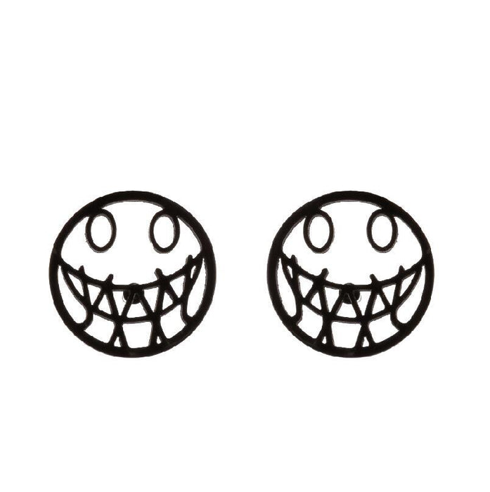 Heart and Smiley Face Stainless Steel Stud Earrings - Cute and Playful Jewelry