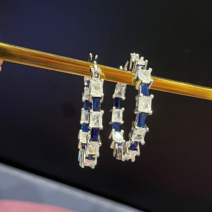 Colorful zircon ear clips retro earrings for women