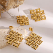 Celtic knot hollow necklace, European and American niche design earrings - wallojewerly 