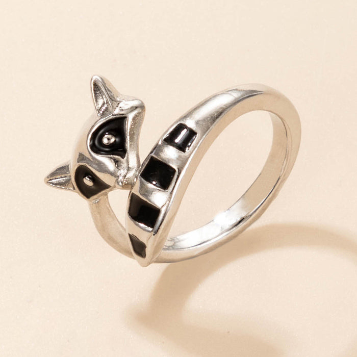 Shark Fox Retro Geometric Single Silver Ring