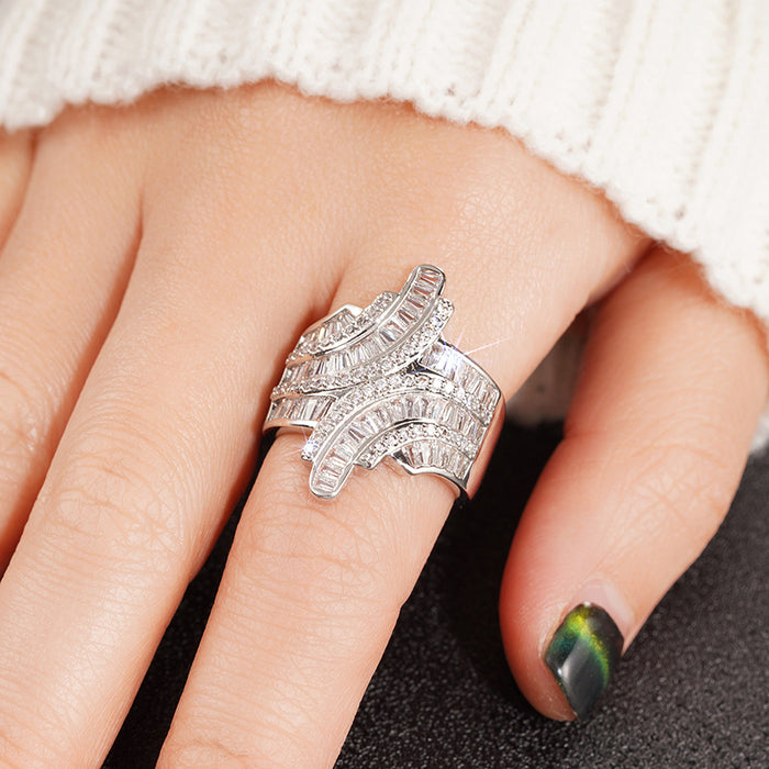 Zircon shaped geometric ring women's shiny light luxury accessories