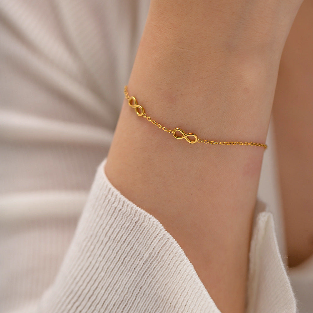 Gold Plated Stainless Steel Infinity Bracelet - wallojewerly 