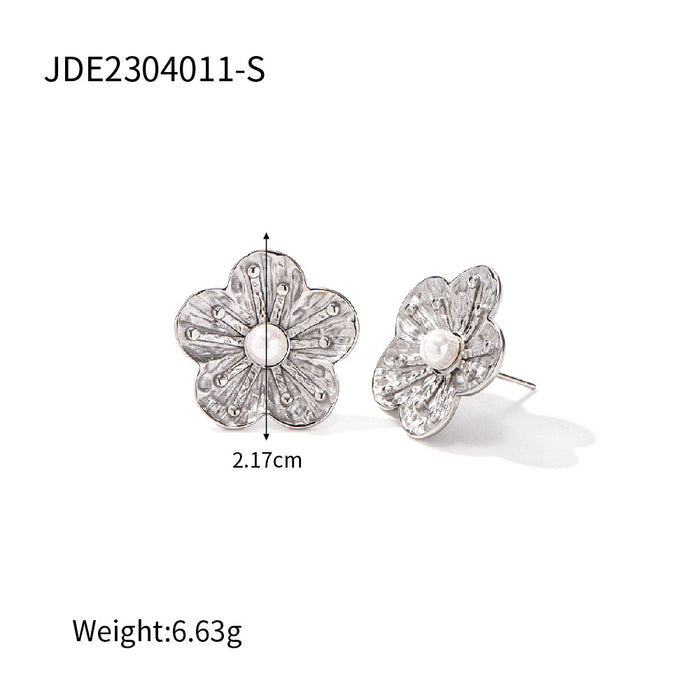 Designer 18K Gold Stainless Steel Gold-Silver Daisy Earrings - Floral Series Jewelry