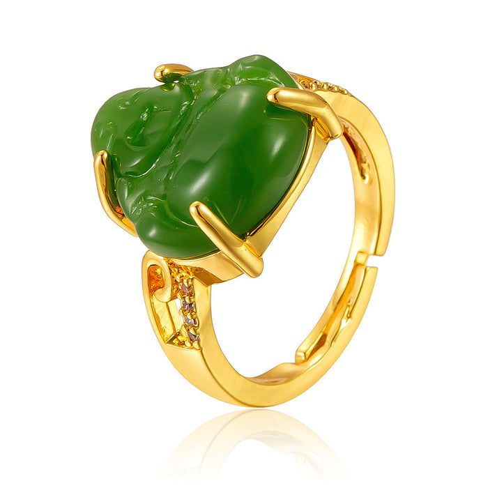 Wholesale 18K gold plated copper Maitreya Buddha open ring