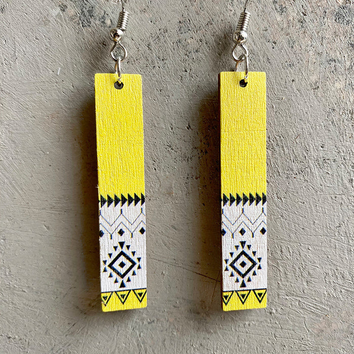 Wooden rectangular earrings