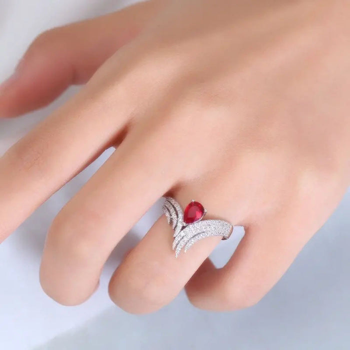 Wings zircon ring teardrop-shaped inlaid fashion ring