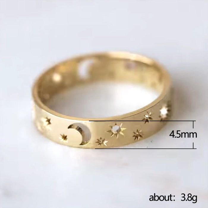 Anillo hueco de estrella y luna Anillo unisex europeo y americano