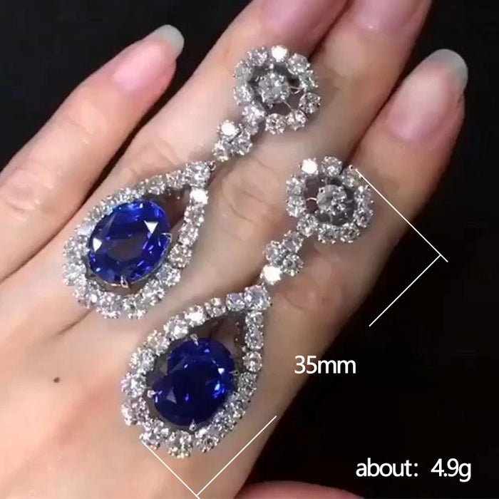 Sapphire Tanzanite Zirconia Earrings Luxury Vintage Earrings