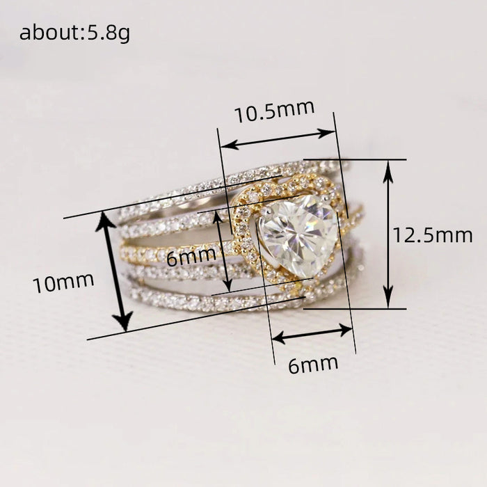 Small heart-shaped ring multi-layer ring two-color ring