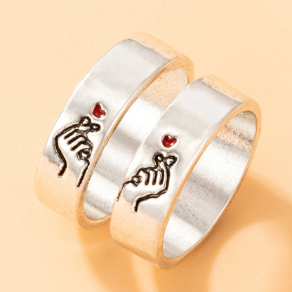 Love Couple Geometric Letter Ring Set