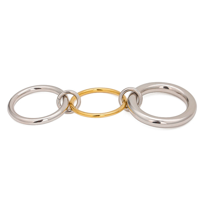 Stainless steel contrast color finger ring titanium steel