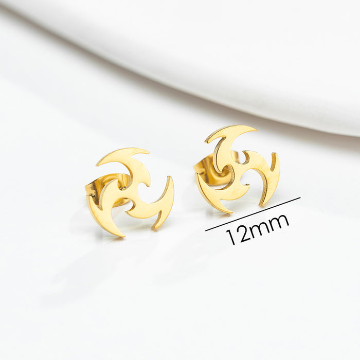 Fire Whirl Stainless Steel Stud Earrings - Spiraling Geometric Jewelry for a Dynamic Look